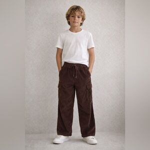 Gap Kids Corduroy Cargo Pants Brown 100% Cotton Wide Leg Size 10 NWT